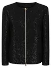 Herno Allover Sequin Embellished Short Jacket In Nero