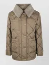 Herno Short Jacket With Collar Detail And Quilted Design In Brown