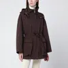 Herno Short Laminar Coffee-colored Parka In Brown