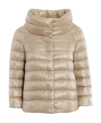 Herno Short Padded Jacket In Nude