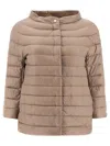 Herno Short Padded Jacket With High Collar In Pink