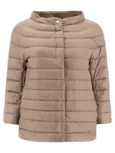 Herno Short Padded Jacket With High Collar In Pink