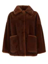 Herno Short Plush Eco-fur Coat In Black