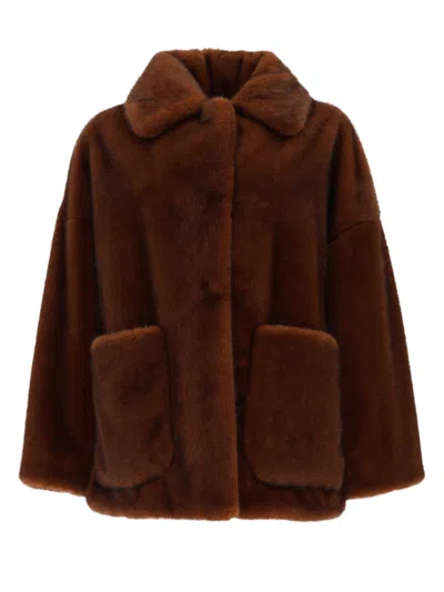 Herno Short Plush Eco-fur Coat In Black