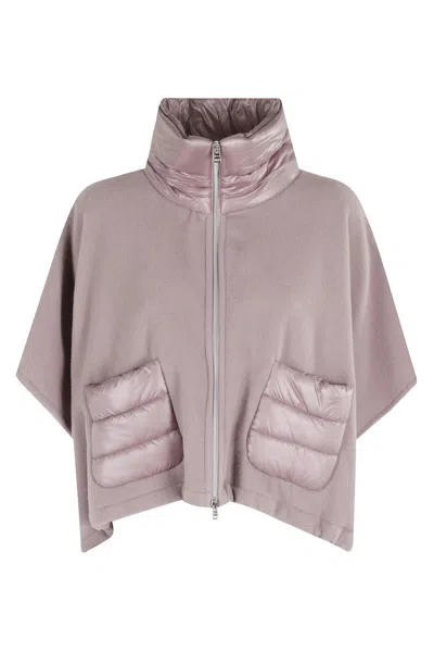Herno Short Poncho With Details In Pink