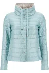 Herno Short Puffer Jacket In Ice Blue Nylon With Metal Buttons In Azzurro/ghiaccio (blue)