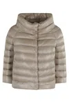 Herno Short Puffer Jacket With High Collar In Neutral