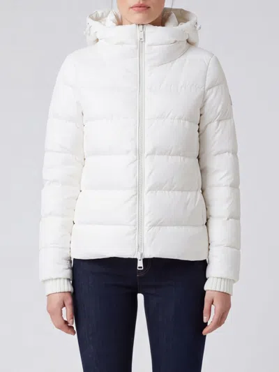 Herno Short Quilted Hooded Down Jacket In Technical Fabric In White