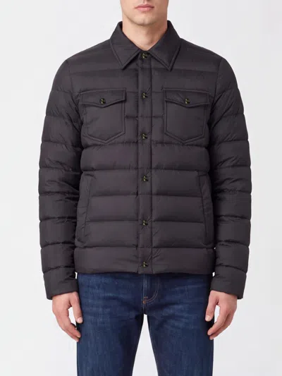 Herno Short Quilted Nylon Puffer Jacket With Classic Collar In Brown