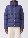 Herno Short Quilted Polyester Down Jacket With High Collar And Buttons In Blue