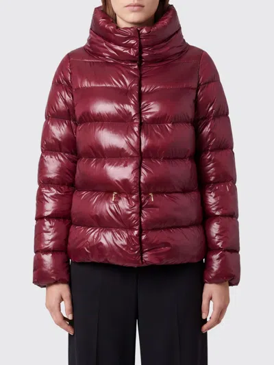 Herno Short Quilted Ultralight Nylon Down Jacket With High Neck And Drawstring In Burgundy