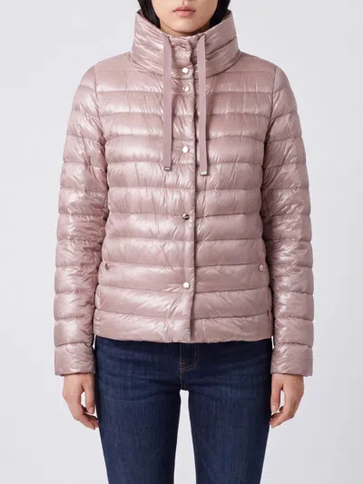 Herno Short Reversible Quilted Ultra-light Nylon Down Jacket In Pink