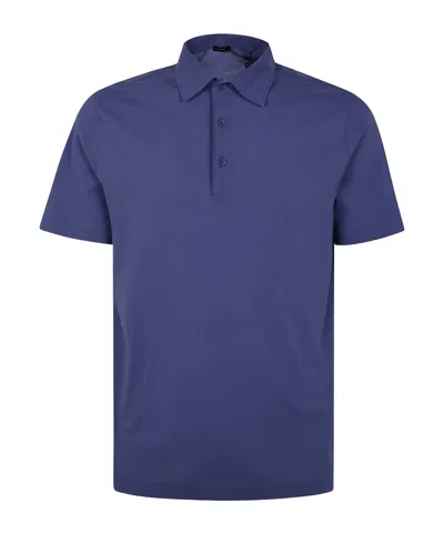 Herno Short Sleeve Button Polo Shirt In Blue