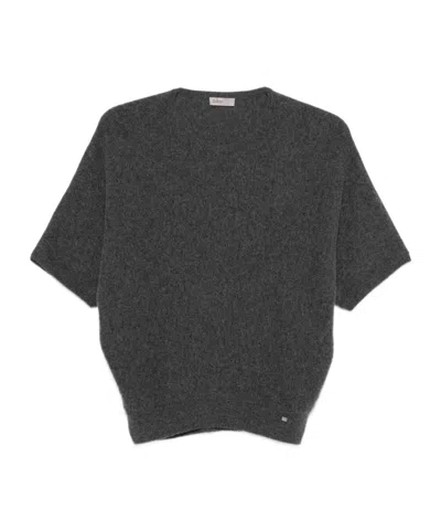 Herno Short-sleeve Cashmere Top In Gray