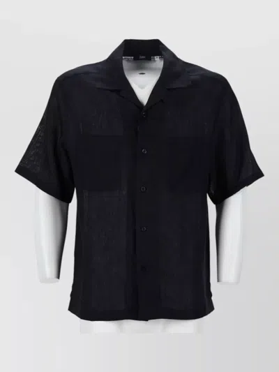 Herno Short Sleeve Collared Shirt Chest Pockets In Black