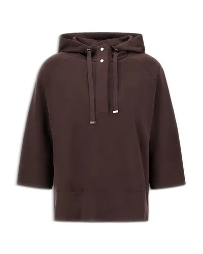 Herno Short Sleeve Cotton Hoodie In Burgundy