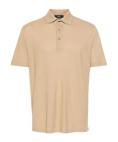 Herno Short-sleeve Cotton Polo Shirt In Neutral