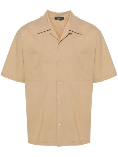 Herno Short-sleeve Cotton Polo Shirt In Neutrals