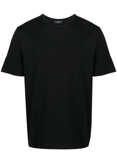 Herno Short-sleeve Cotton T-shirt In Black