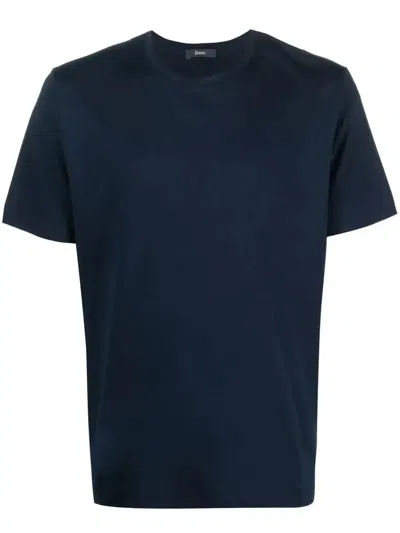 Herno Short-sleeve Cotton T-shirt In Blue