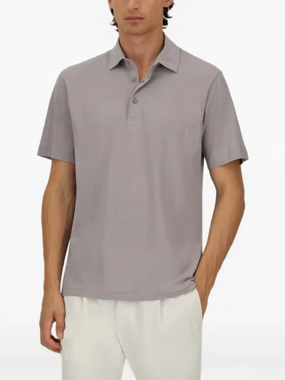 Herno Short Sleeve Jersey Grigio Per Cotton Polo In Gray