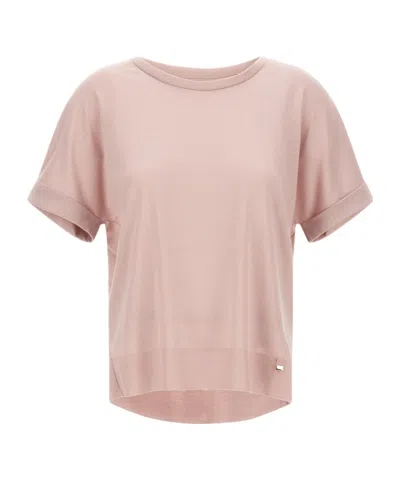 Herno Short Sleeve Knitted Top In Pink