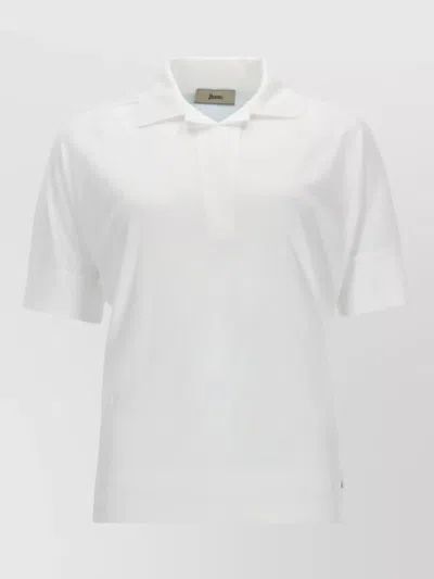 Herno Short Sleeve Polo Knit Top In White