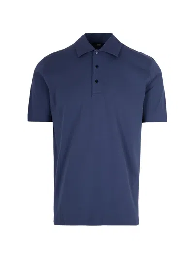 Herno Short-sleeve Polo Shirt In Blue