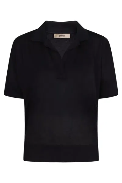 Herno Short Sleeve Polo Shirt In Black