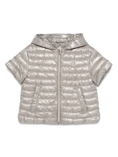 Herno Kids' Short-sleeve Puffer Jacket In Grey