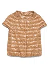Herno Short Sleeve Quilted Jacket With High Collar In Brown