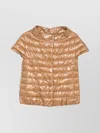 Herno Short Sleeve Quilted Jacket With High Collar In Brown
