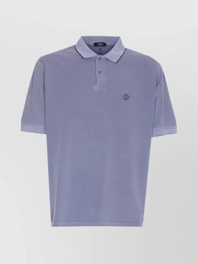 Herno Short Sleeve Ribbed Collar Polo Shirt In Blue