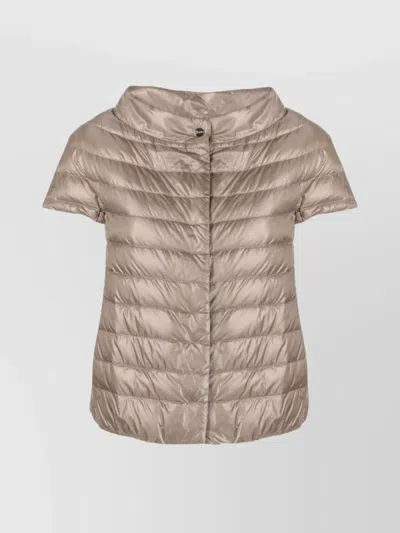 Herno Greta Iconico Cap Sleeve Quilted Down Jacket In Taupe