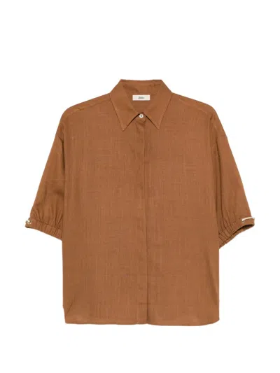 Herno Short Sleeve Shirt In Brown