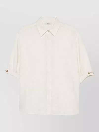Herno Short Sleeve Shirt Collared Neck Buttoned Cuffs In White