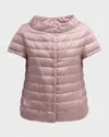 Herno Emilia Water-resistant Ultralight Nylon Puffer Cape In Pale Pink