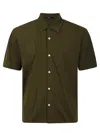 Herno Short-sleeved Cotton Shirt With Classic Collar In Green