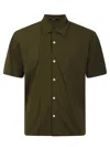 Herno Short-sleeved Cotton Shirt With Classic Collar In Green