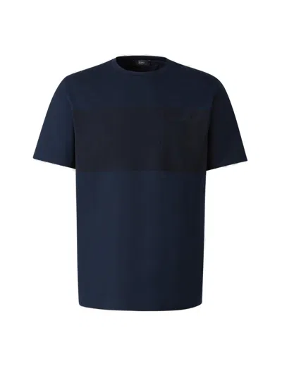 Herno Short Sleeved Crewneck T-shirt  In Blue