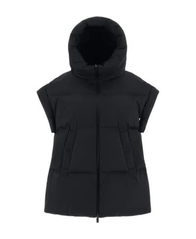 Herno Short-sleeved High-neck Down Jacket In Black
