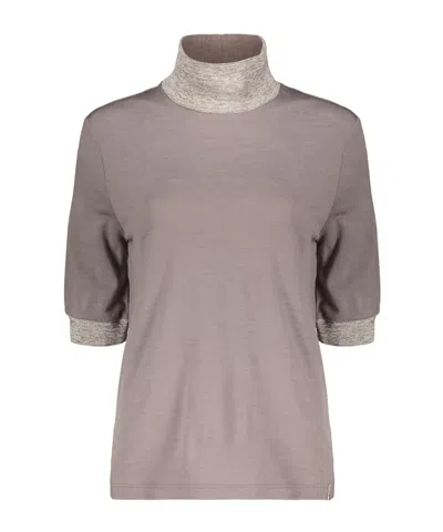 Herno Short-sleeved Pullover In Gray