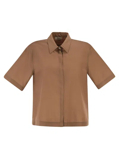 Herno Short Sleeved Shirt In Brown