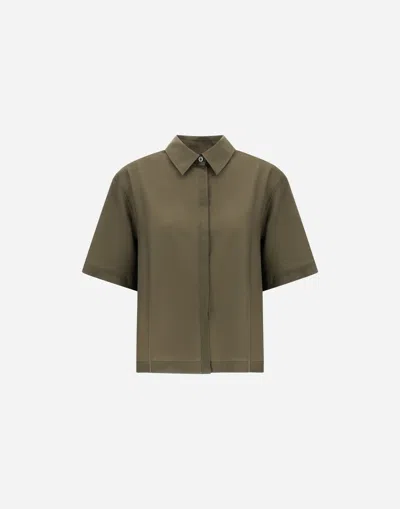 Herno Short-sleeved Shirt In Tropical Wool In Green