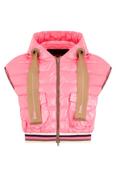 Herno Short Sleeveless Down Jacket In Pink