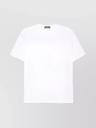 Herno Short Sleeves Crew Neck T-shirt With Logoed Pocket In White