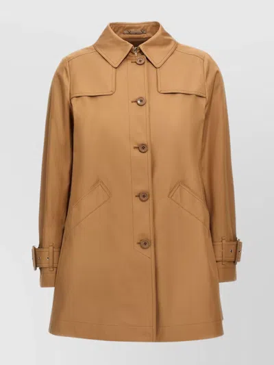 Herno Quilted Coat With Back Vent And Buckle Strap Cuffs In Brown