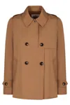 Herno Camel Cotton Dean Short Trench Coat In Brown