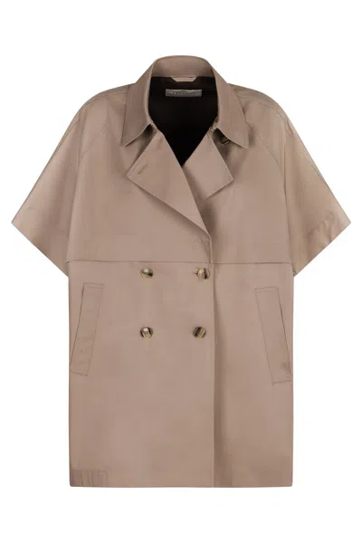 Herno Short Trench Coat In Neutral