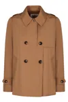 Herno Camel Cotton Dean Short Trench Coat In Camel